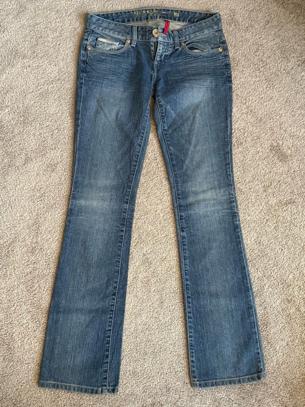 Guess Jeans Low Rise Bootcut Jeans Gold Studded Pockets Size 28